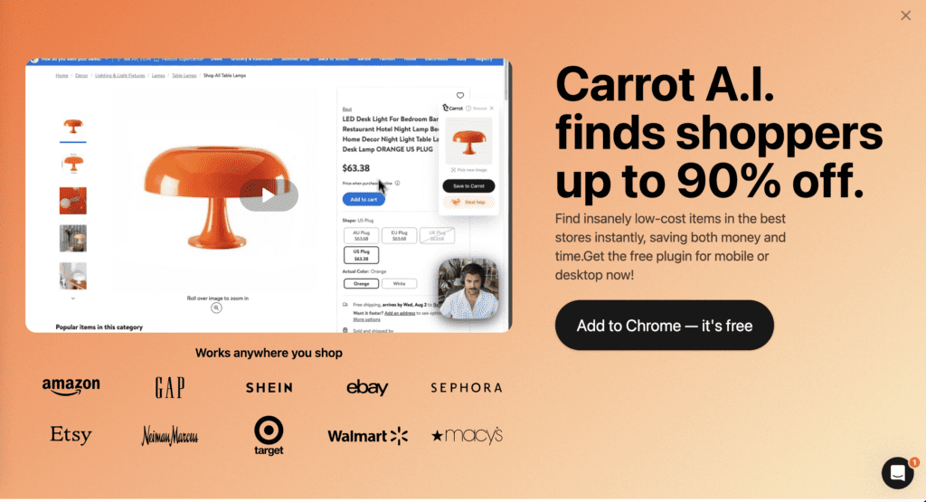 Carrot AI shopping extension