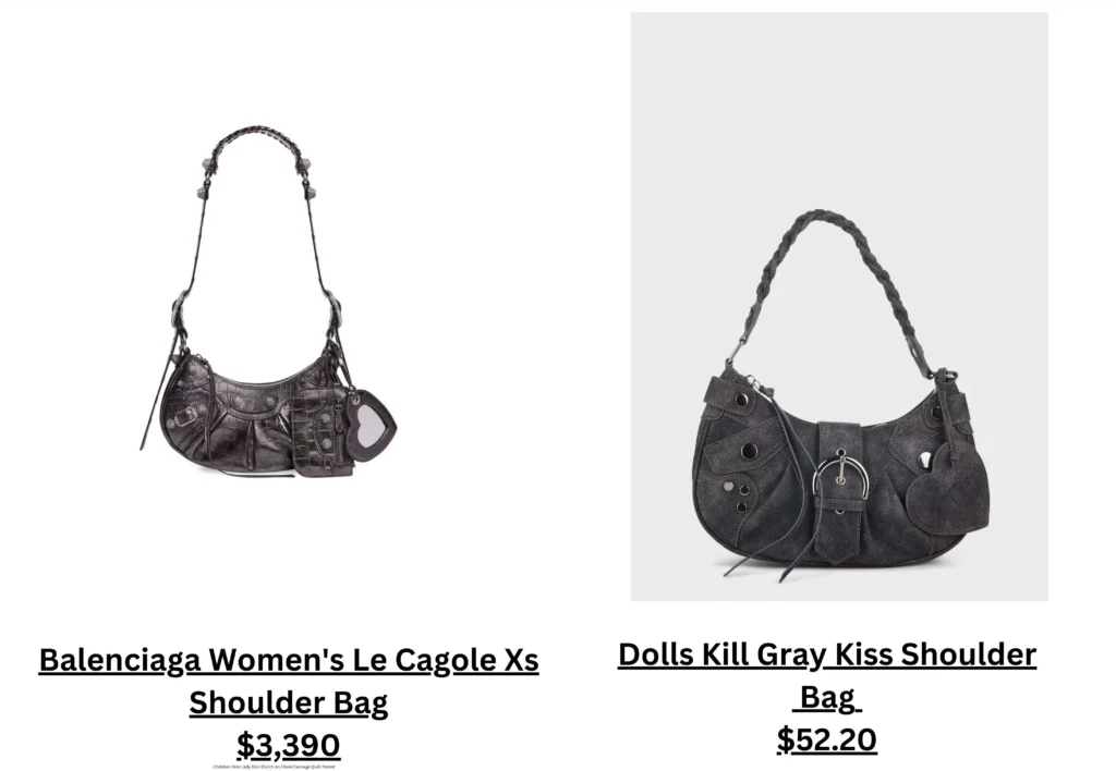 Balenciaga Women's Le Cagole Xs Shoulder Bag & Dolls Kill Gray Kiss Shoulder Bag