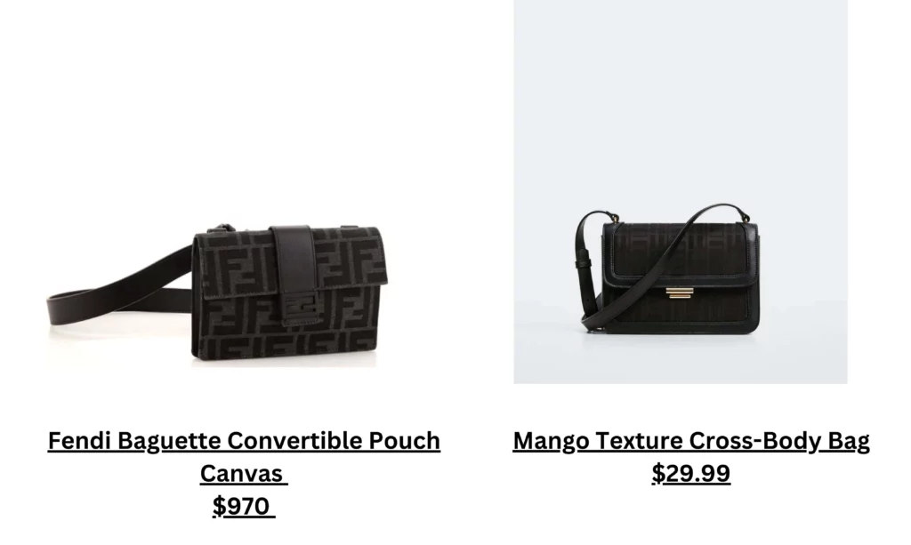 Fendi Baguette Convertible Pouch Canvas & Mango Texture Cross-Body Bag