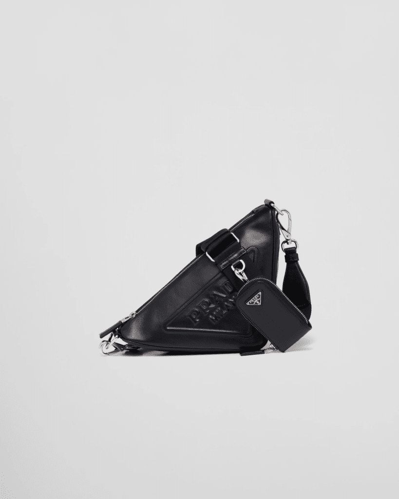 Prada Black Triangle Leather Shoulder Bag