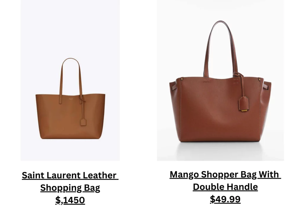 Saint Laurent Leather Shopping Bag & Mango Shopper Bag With Double Handle