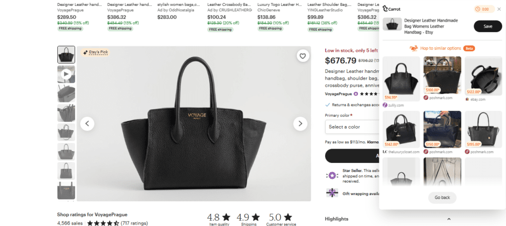 Using Carrot’s Deal Hop to Find a Designer Bag Dupe from Etsy