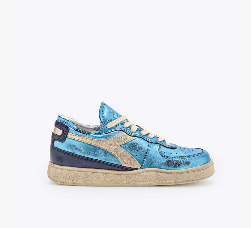 Men's Stardan in Light Blue Nappa Leather and White Mesh Dupe