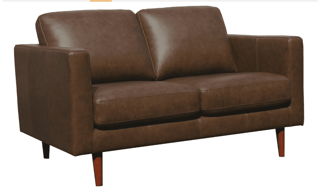 Rivet Revolve Modern Leather Loveseat Sofa