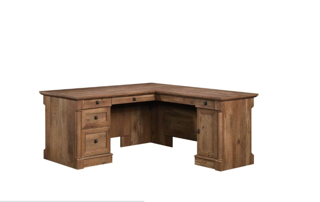 Sauder Palladia Vintage Oak L-Shaped Desk