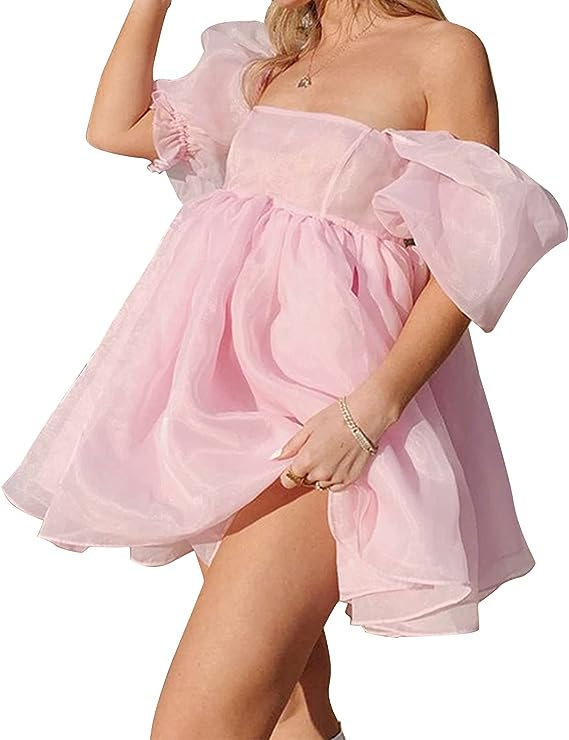 Amazon Puff Sleeve Tulle Princess Dress1