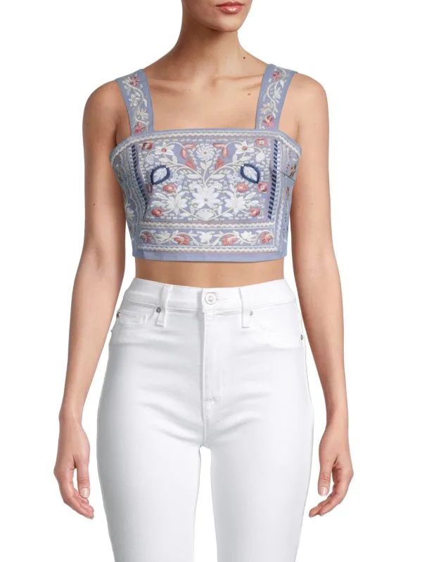 Garcelle Embroidered Crop Top