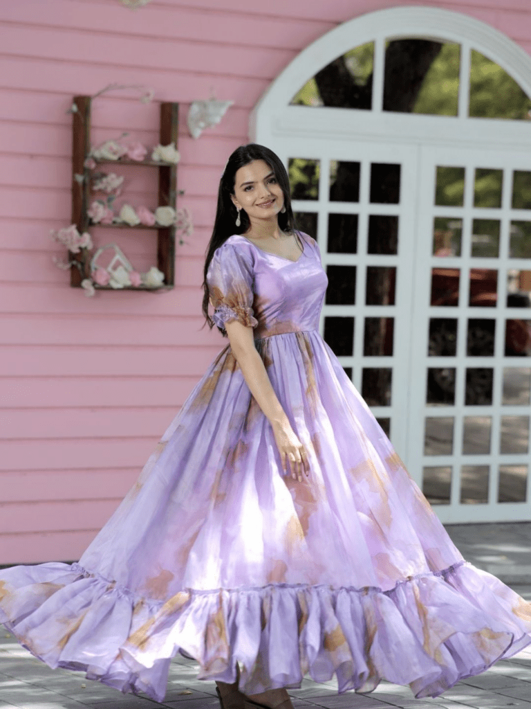 Vatki Lavender Multi Print Gown
