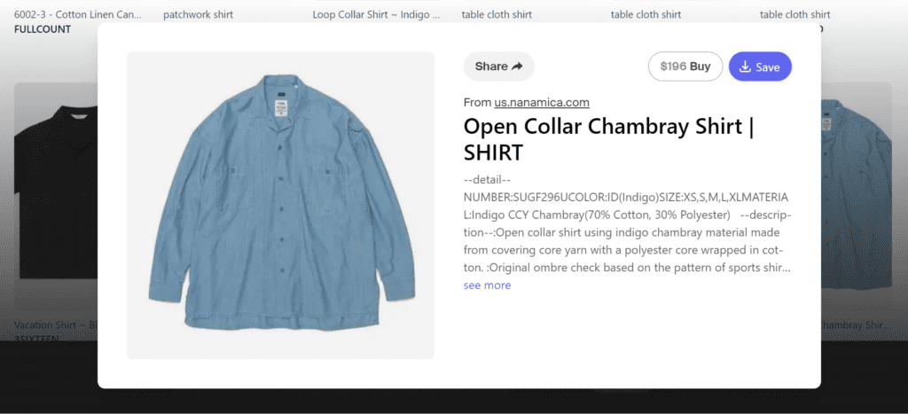 A Loose-Fitting Open Collar Shirt