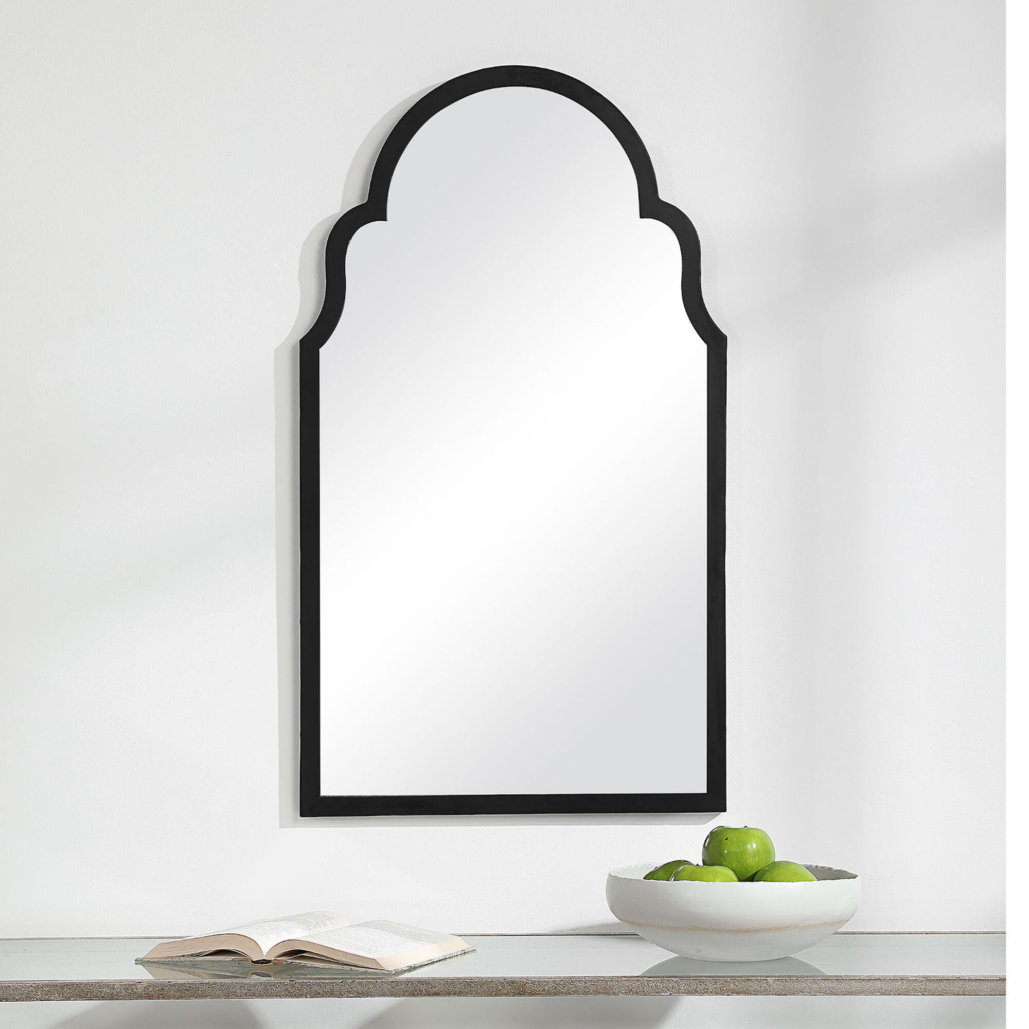 Aster Satin Black Arch Wall Mirror