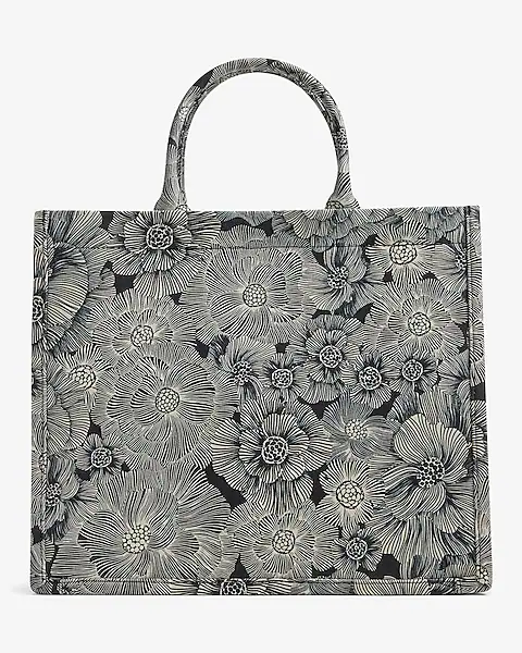 Black & White Floral Printed Tote Bag Price