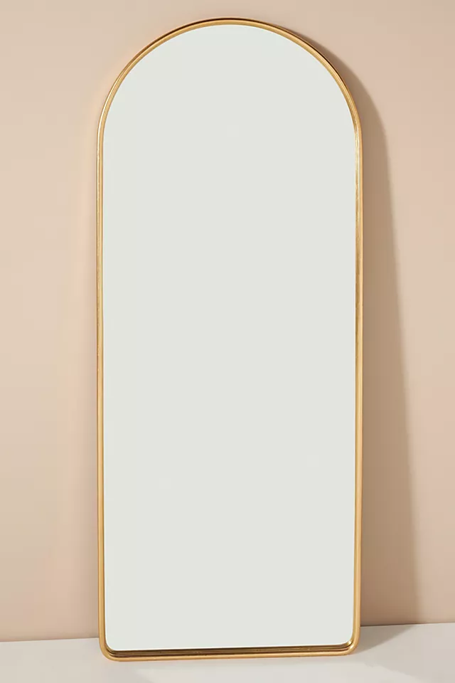 Brushed Gold Arched Metal Wall Mirror