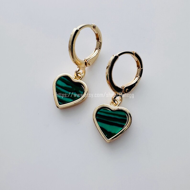 Green Heart Hoop Earrings