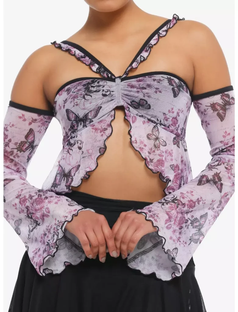 Hot Topic Sweet Society Butterfly Cold Shoulder Top