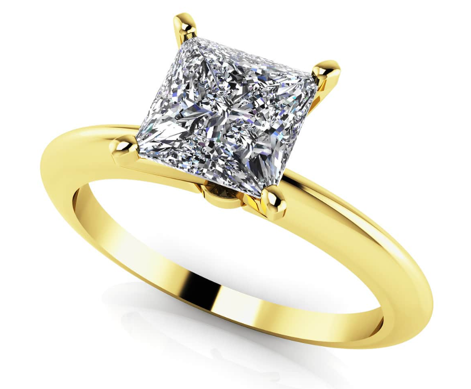 Perfect Princess Cut Diamond Solitaire Engagement Ring