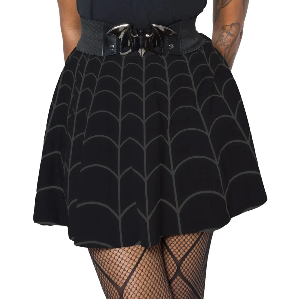 Spiderweb Grey Skater Skirt